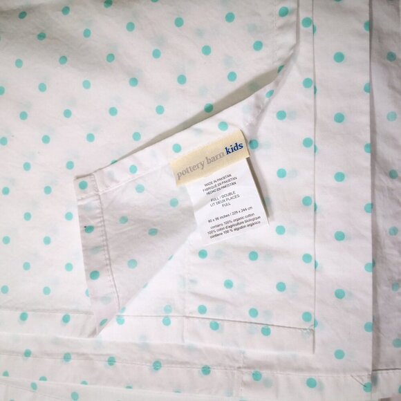 Brand New Pottery Barn Kids 100% Organic Cotton Polka Dot Full Flat Sheet - Picture 3 of 4